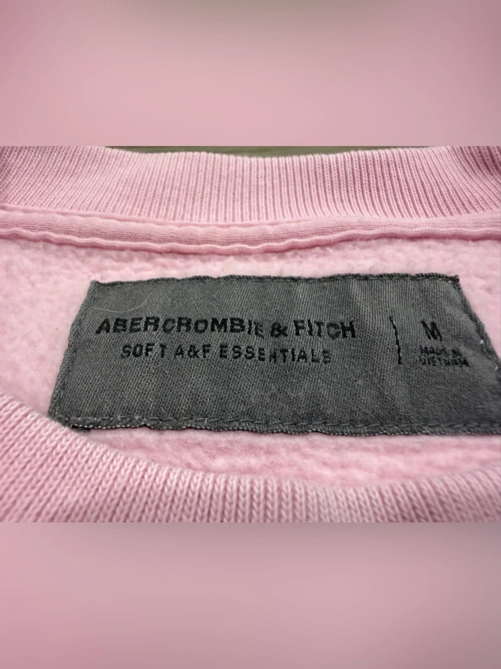 Abercrombie & Fitch Pink Soft Essential Crew Plaid Patchwork Sweatshirt